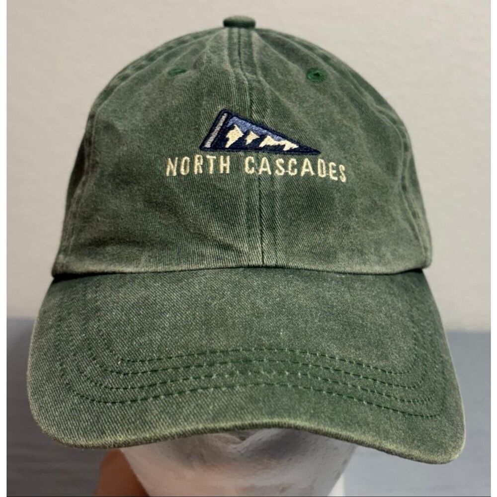 North Cascades National Hat Cap Adult Strapback Green Hat Adjustable